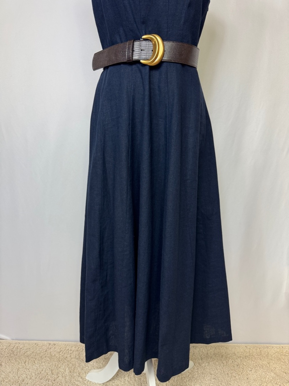 Donna Karan New York Belted A-Line Midi Dress Size 6 Blue - Picture 8 of 15